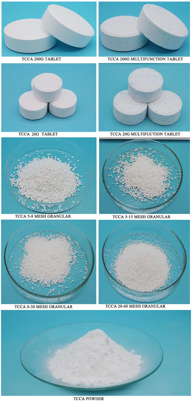 High Quality TCCA 90% Granules Tablets for Swimming Pool Disinfectant